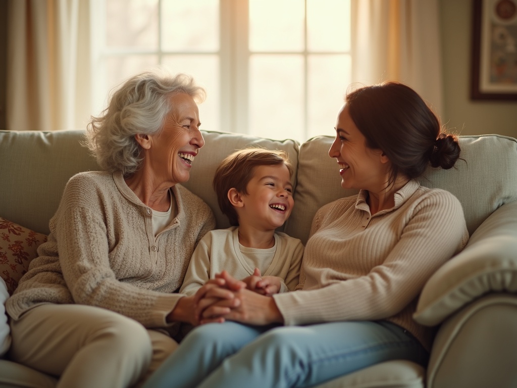 Drie generaties genieten samen van herinneringen